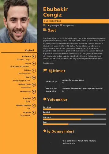 Sınıf Öğretmeni Cv Örnekleri cv indir